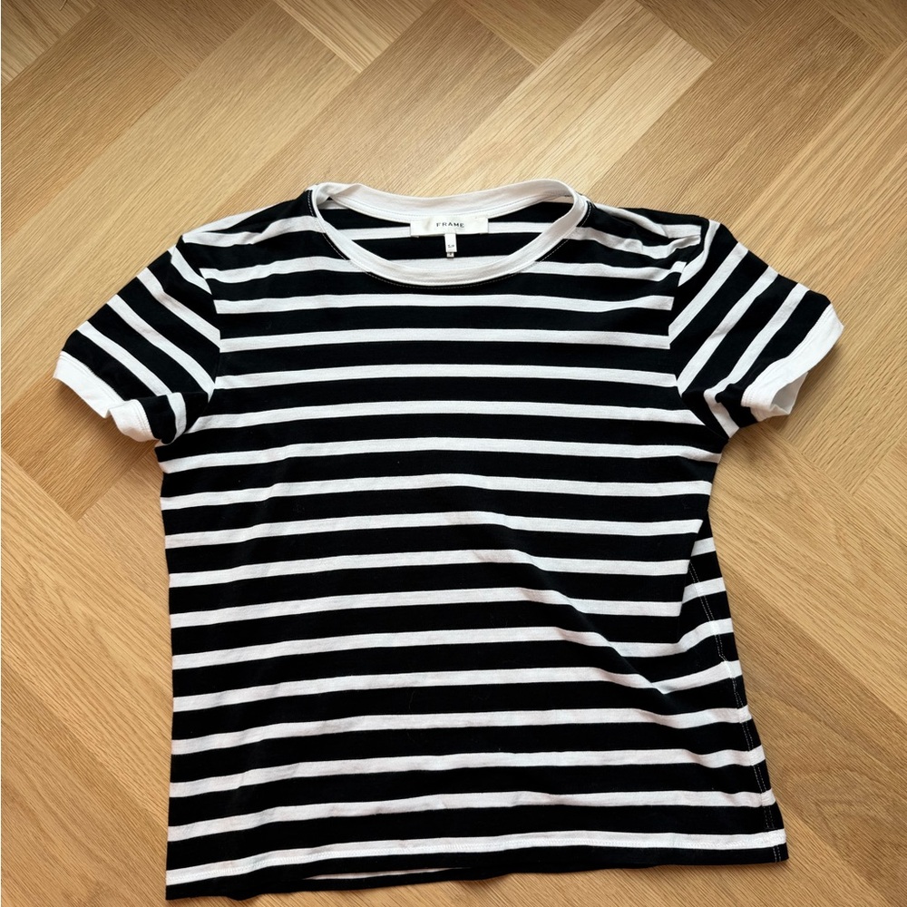 Frame Black and White Striped Tee